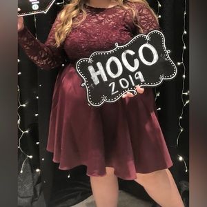 2- piece Long sleeve maroon event dress